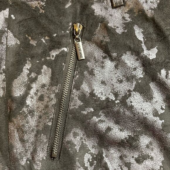 NWT VIVIENNE TAM 10 A-Line Urban Jungle Burnout Faux Suede Metallic Gray Skirt - Picture 8 of 12